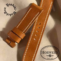 hor-246 HORWEEN ダービー / イングリッシュタン 腕時計ベルト (ラグ21mm - バックル幅18mm)