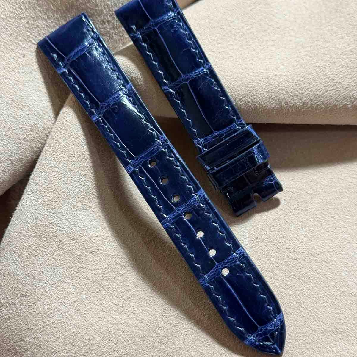 cro-1521 クロコダイル レザー 腕時計 ベルト ネイビー (ラグ幅 cro-1521 クロコダイル レザー 腕時計 ベルト ネイビー (ラグ幅