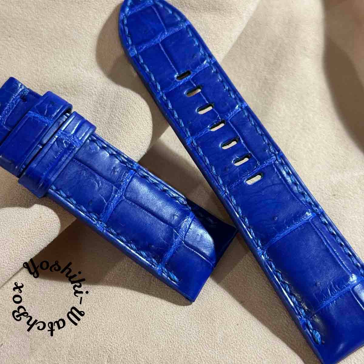 cro-1678 クロコダイル レザー 腕時計 ベルト コバルトブルー cro-1678 クロコダイル レザー 腕時計 ベルト コバルトブルー