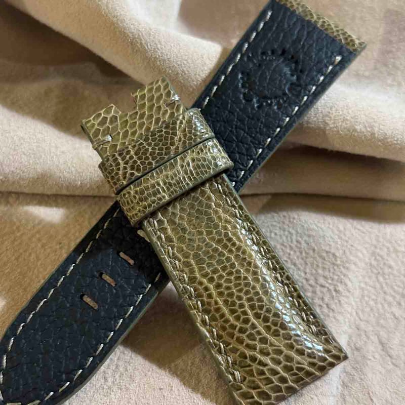 ost-431 オーストリッチレザー 腕時計ベルト モスグリーン (ラグ幅26mm