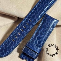 sna-142 シースネイク（ウミヘビ）腕時計ベルト ネイビー (ラグ幅22 mm - バックル幅20 mm)