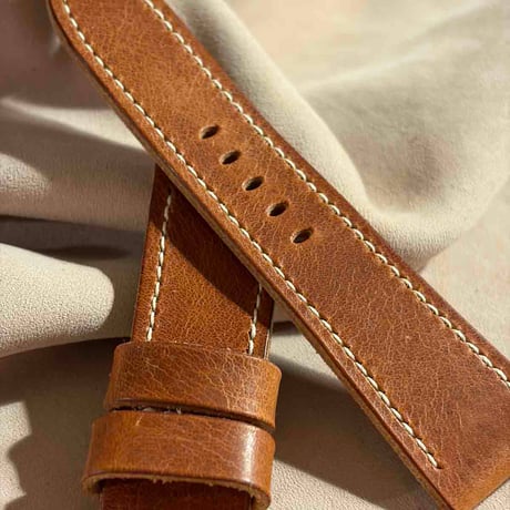hor-248 HORWEEN ダービー / イングリッシュタン 腕時計ベルト (ラグ24mm - バックル幅22mm)