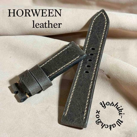 hor-120 ホーウィンレザー  オリオン / グレー 腕時計ベルト (ラグ幅22mm - バックル幅20mm)