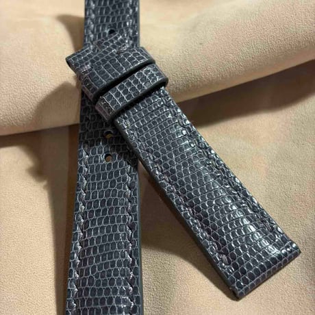 liz-359  リザード レザー 腕時計 ベルト グレー (ラグ幅19 mm - バックル幅16 mm)