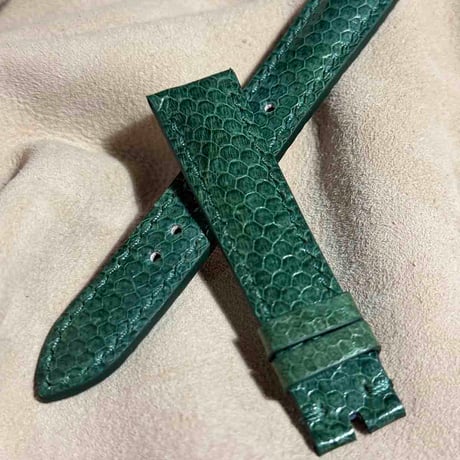 sna-127 シースネイク（ウミヘビ）腕時計ベルト グリーン (ラグ幅18 mm - バックル幅16 mm)