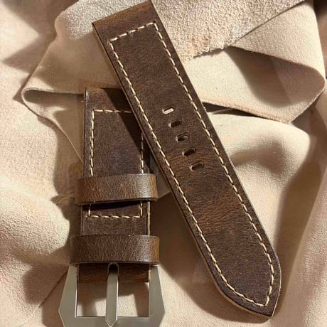 hor-272 サンプル品 HORWEEN ダービー / ブラウン GPFバックル付属 腕時計ベルト (ラグ26mm - バックル幅26mm)