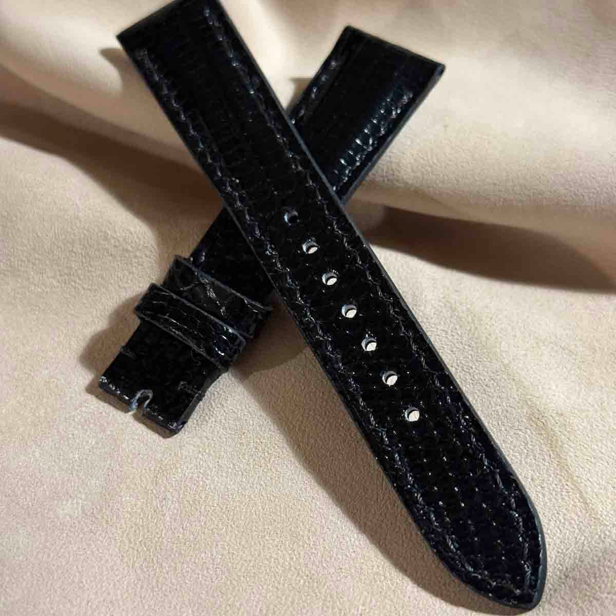 liz-314 リザード レザー 腕時計 ベルト ブラック (ラグ幅19 mm