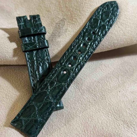 cro-1898  クロコダイル  腕時計 ベルト グリーン  (ラグ幅20 mm - バックル幅18 mm)