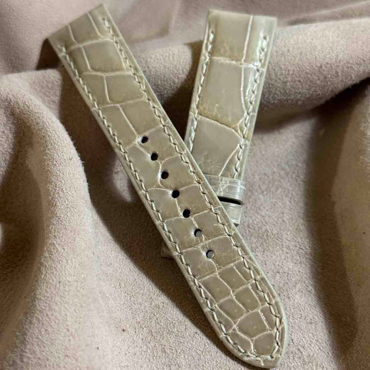 cro-1932 クロコダイル 腕時計ベルトグロス仕上げオリーブ ラグ幅20mm cro-1932 クロコダイル 腕時計ベルトグロス仕上げオリーブ ラグ幅20mm