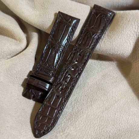 cro-1942  クロコダイル   腕時計 ベルト  ブラウン  (ラグ幅19 mm - バックル幅16 mm)