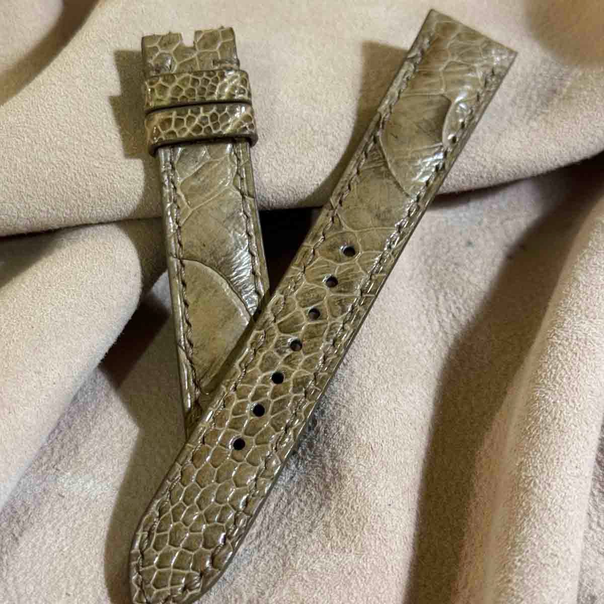 ost-444 オーストリッチレザー 腕時計ベルト モスグリーン (ラグ