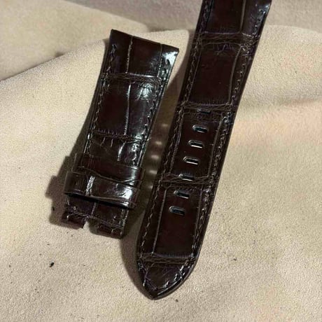 cro-2021  クロコダイル  腕時計ベルト ダークブラウン (ラグ幅26 mm - バックル幅22 mm)