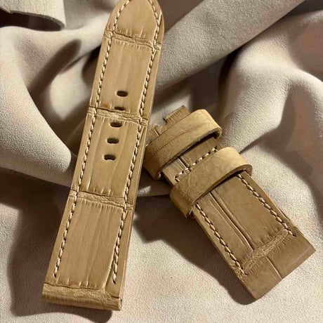 exh-53 タンニンなめし クロコダイル 腕時計ベルト  (ラグ幅24mm - バックル幅22mm)