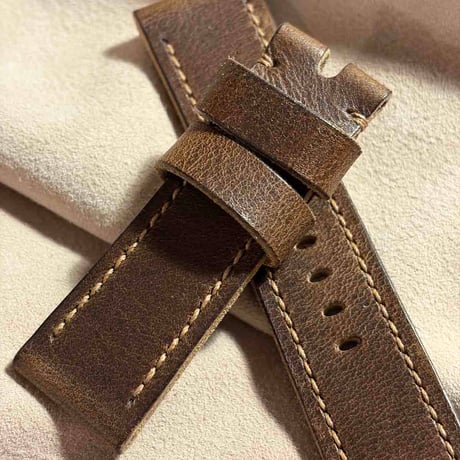 hor-252 HORWEEN ダービー / ブラウン 腕時計ベルト (ラグ24mm - バックル幅22mm)