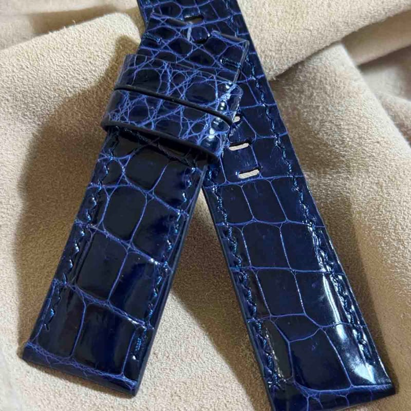 cro-1928 クロコダイル 腕時計 ベルト グロス仕上げ ブルー