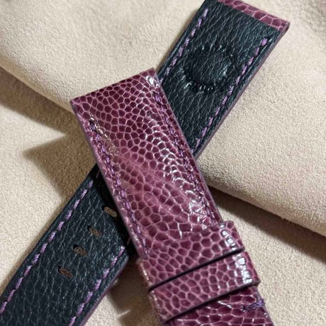 ost-386 オーストリッチレザー 腕時計ベルト パープル (ラグ幅24mm - バックル幅22mm)