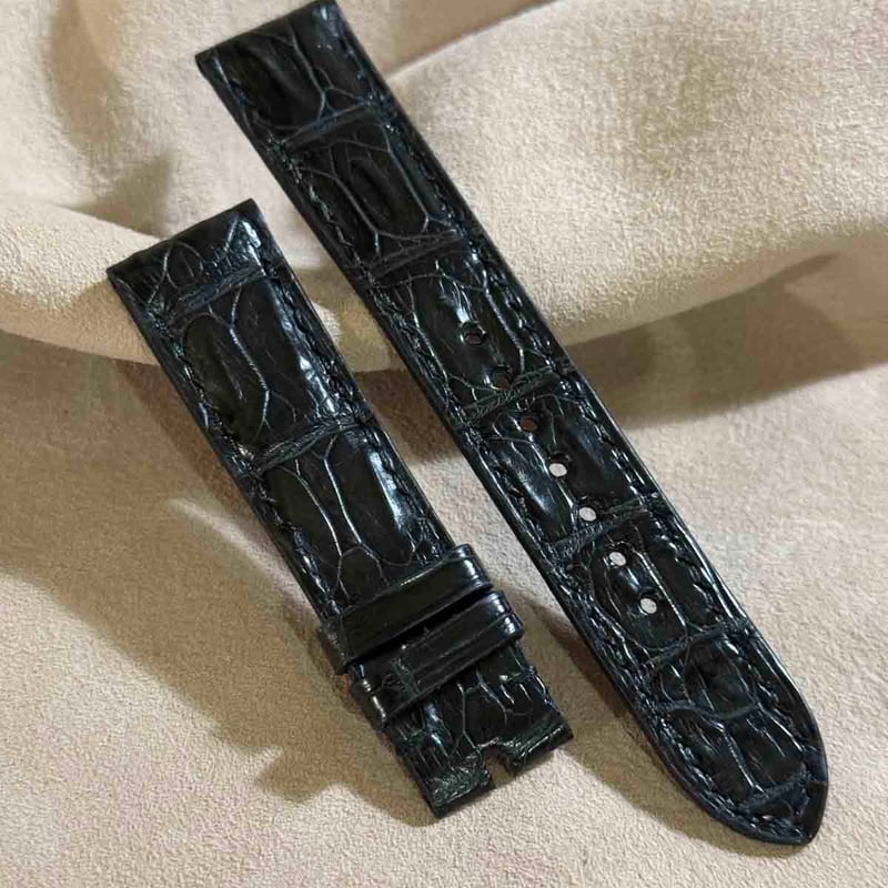 cro-1958 クロコダイル 腕時計 ベルト ブラック (ラグ幅20 mm - バ