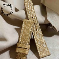 exh-13 ヌメ革クロコダイル x ホーウィンレザー 腕時計ベルト ナチュラル (ラグ幅20mm - バックル幅18mm)