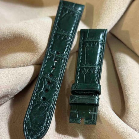 cro-1910  クロコダイル   腕時計 ベルト グリーン  (ラグ幅21 mm - バックル幅18 mm)