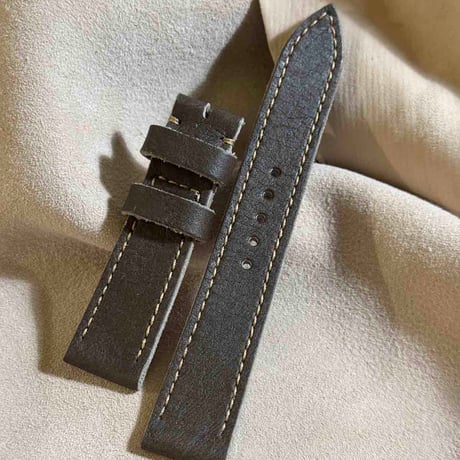 hor-236 HORWEEN バイソングレー 腕時計ベルト (ラグ21mm - バックル幅18mm)