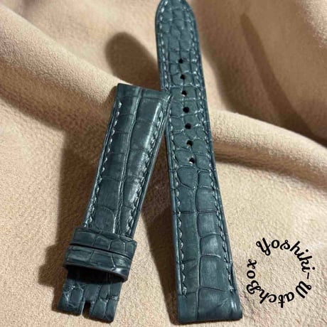 cro-1714 五月蝿かっ クロコダイル 腕時計ベルト ダークグレー ラグ幅19mm 