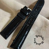 liz-336  リザード レザー 腕時計 ベルト ブラック (ラグ幅18 mm - バックル幅16 mm)