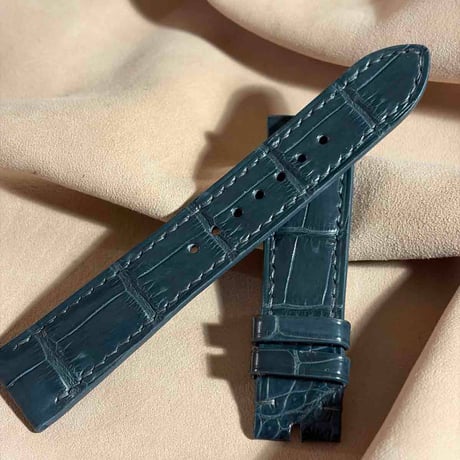 cro-1985  クロコダイル  腕時計 ベルト ブルーグレー  (ラグ幅21 mm - バックル幅 18 mm)