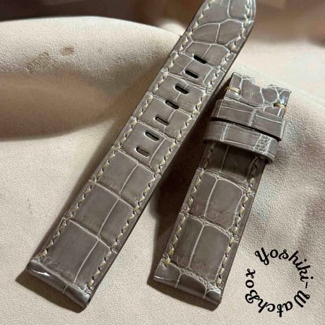 cro-1718 クロコダイル 腕時計ベルト ブラック ラグ幅24mm