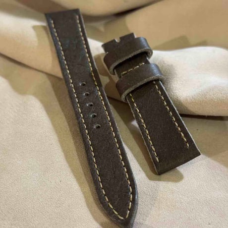 hor-233 HORWEEN バイソングレー 腕時計ベルト (ラグ18mm - バックル幅16mm)