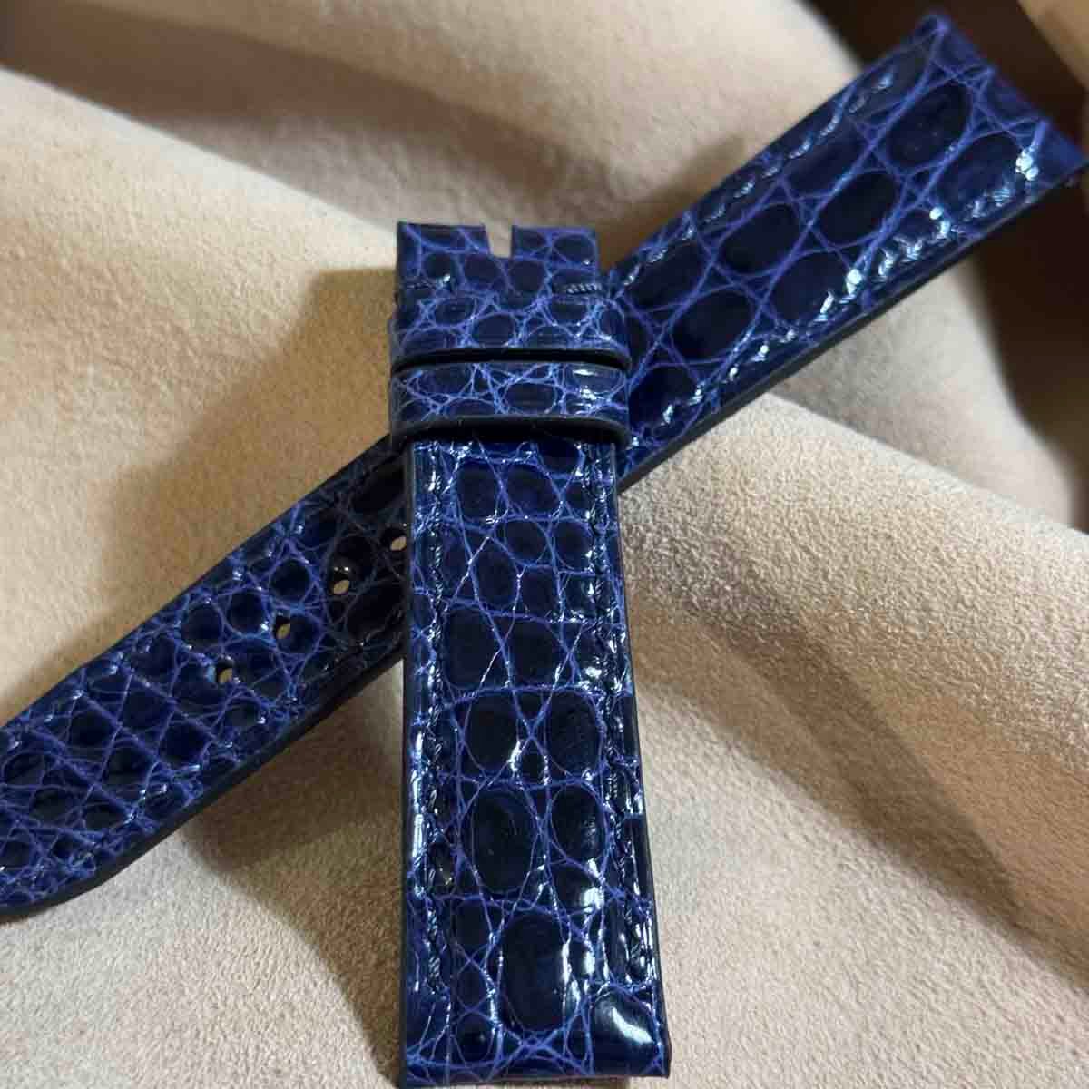 cro-1678 クロコダイル 腕時計ベルト コバルトブルー ラグ幅24 mm cro-1678 クロコダイル 腕時計ベルト コバルトブルー ラグ幅24