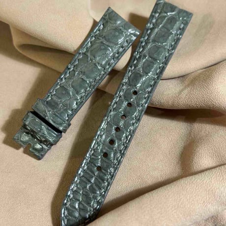 cro-1873  クロコダイル  腕時計 ベルト ライトグレー  (ラグ幅19 mm - バックル幅16 mm)