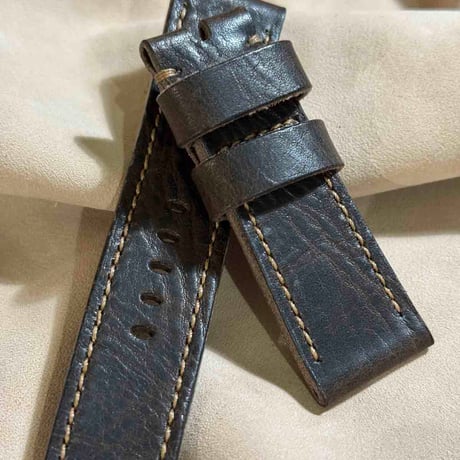 hor-211 HORWEEN ダービー ダークブラウン 腕時計ベルト (ラグ24mm - バックル幅22mm)