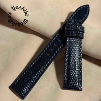 liz-362  リザード レザー 腕時計 ベルト ネイビー (ラグ幅19 mm - バックル幅16 mm)