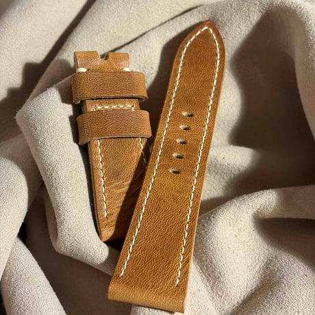 hor-251 HORWEEN ダービー / ナチュラル 腕時計ベルト (ラグ26mm - バックル幅22mm)