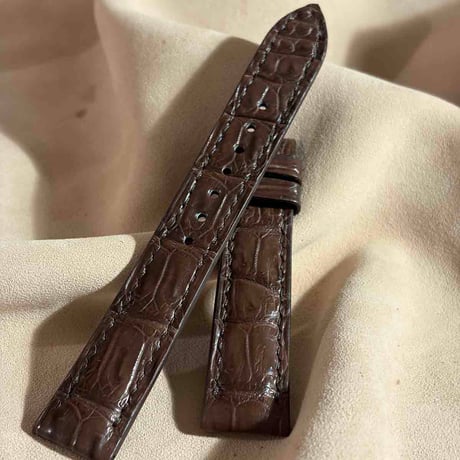 cro-2018  クロコダイル  腕時計ベルト ブラウン (ラグ幅18 mm - バックル幅16 mm)