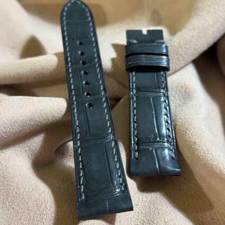 cro-1909  クロコダイル   腕時計 ベルト ダークグレー  (ラグ幅21 mm - バックル幅18 mm)