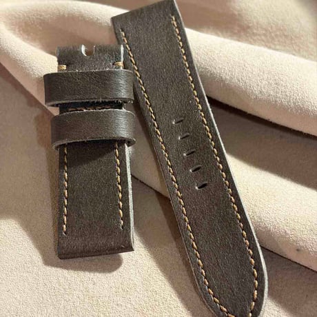 hor-238 HORWEEN バイソングレー 腕時計ベルト (ラグ24mm - バックル幅22mm)
