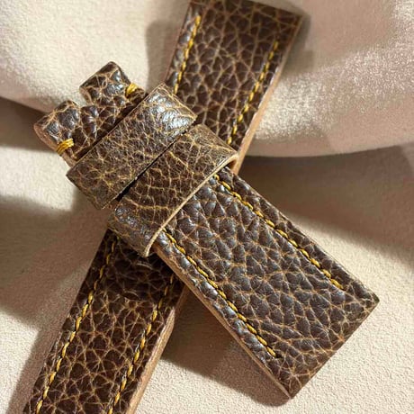 hor-263 HORWEEN バイソンレザー / ブラウン 腕時計ベルト (ラグ26mm - バックル幅22mm)