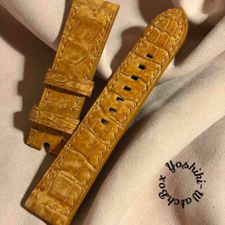 cro-1923 クロコダイル 腕時計ベルト グロス仕上げ ベージュ ラグ幅22 cro-1939 クロコダイル 腕時計 ベルト グロス仕上げ ブルー (ラグ幅26