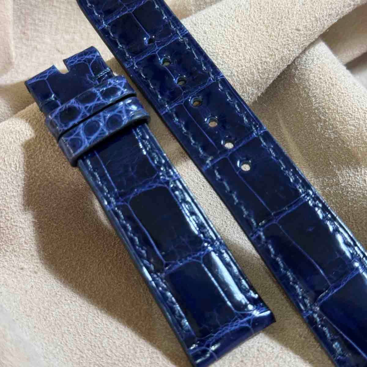 cro-1931 クロコダイル 腕時計 ベルト グロス仕上げブルー (ラグ幅20 m