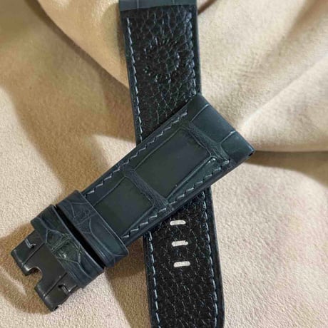 cro-1911  クロコダイル   腕時計 ベルト ダークグレー  (ラグ幅26 mm - バックル幅22 mm)