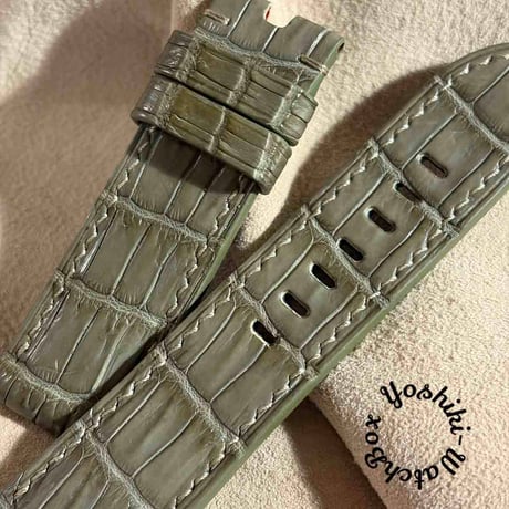 cro-1973 クロコダイル 腕時計 ベルト オリーブ (ラグ幅24 mm - バッ
