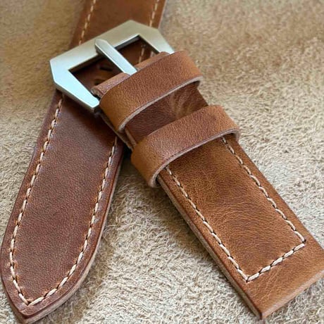 hor-265  HORWEEN ダービー / ナチュラル GPFバックル付属 腕時計ベルト (ラグ26mm - バックル幅26mm)