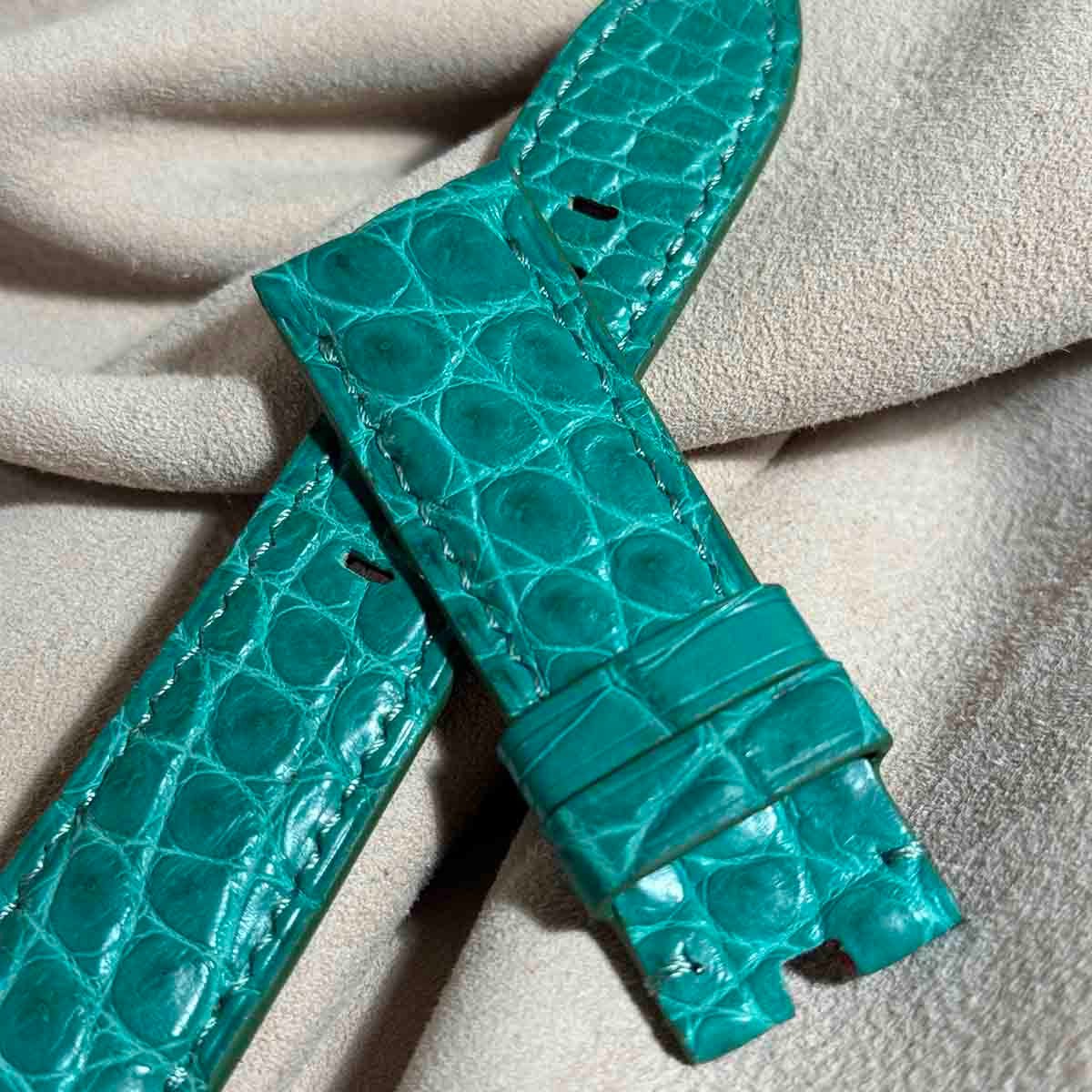 cro-1618 クロコダイル 腕時計ベルト ジェイドグリーン ラグ幅24 mm cro-1618 クロコダイル B級品 レザー 腕時計 ベルト ジェイド