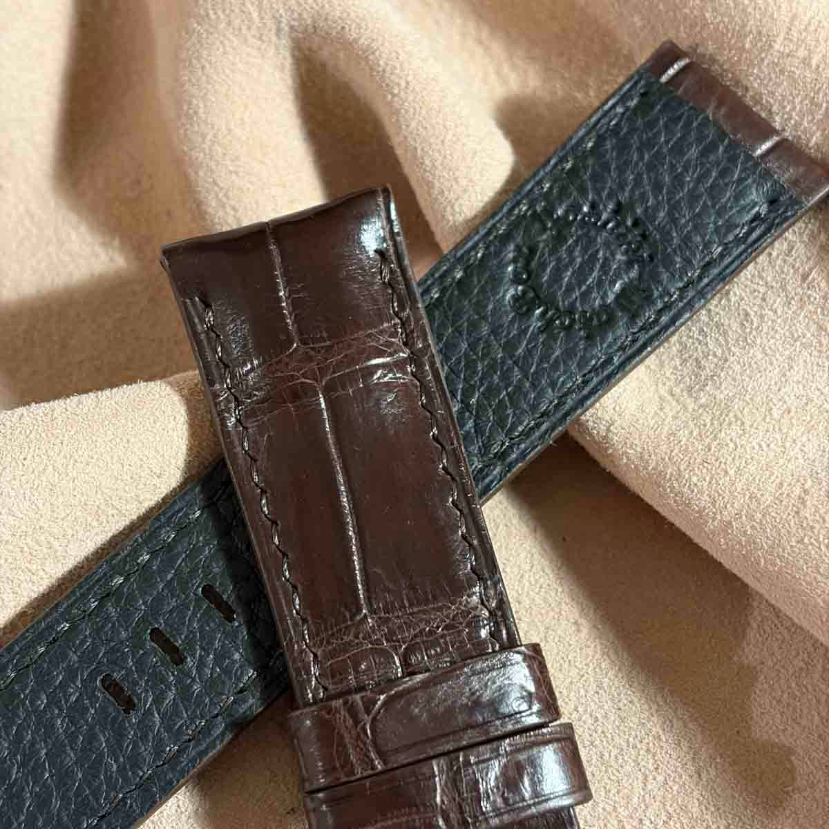 cro-1996 クロコダイル 腕時計 ベルト ダークブラウン (ラグ幅24 mm