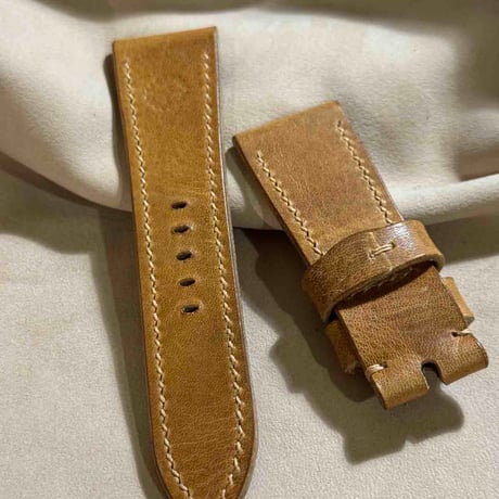 hor-218 HORWEEN ダービー ナチュラル 腕時計ベルト (ラグ26mm - バックル幅22mm)