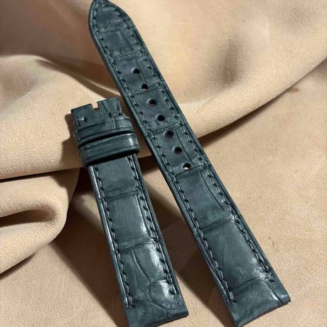cro-2030 ヌバック クロコダイル  腕時計ベルト グレー (ラグ幅18 mm - バックル幅16 mm)