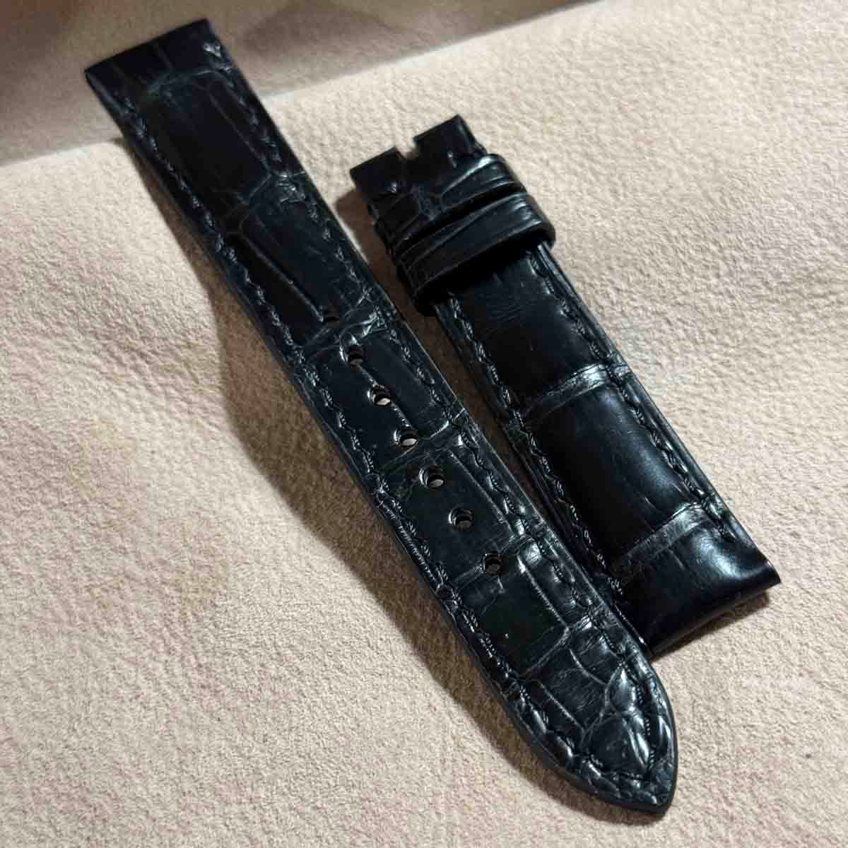 cro-1831 クロコダイル 腕時計ベルトブラック ラグ幅18mm cro-1784 クロコダイル レザー 腕時計 ベルト ブラック (ラグ幅18 mm