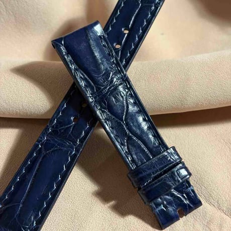 cro-1992  クロコダイル  腕時計 ベルト ネイビー  (ラグ幅19 mm - バックル幅 16 mm)