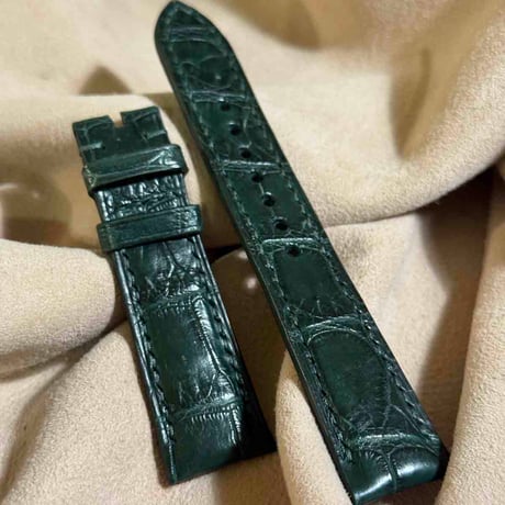 cro-1910  クロコダイル   腕時計 ベルト グリーン  (ラグ幅21 mm - バックル幅18 mm)